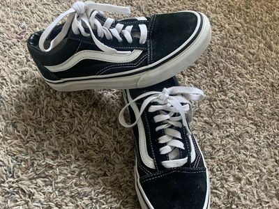 Vans Old Skool Black Canvas & Suede Sneakers - Men's US 3.5 / Women's US 5