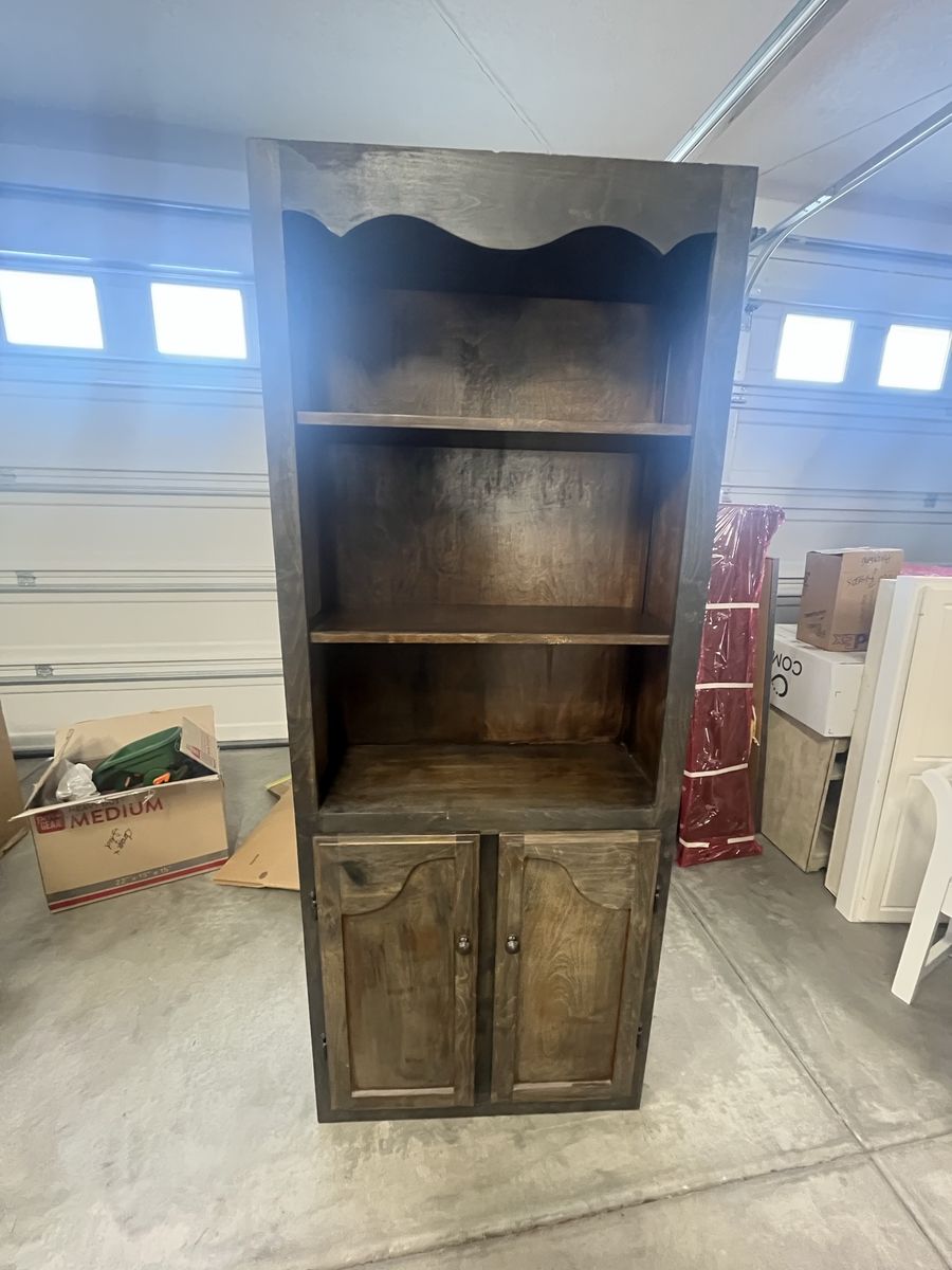Sturdy Wood Bookshelf with Lower Storage Cabinet