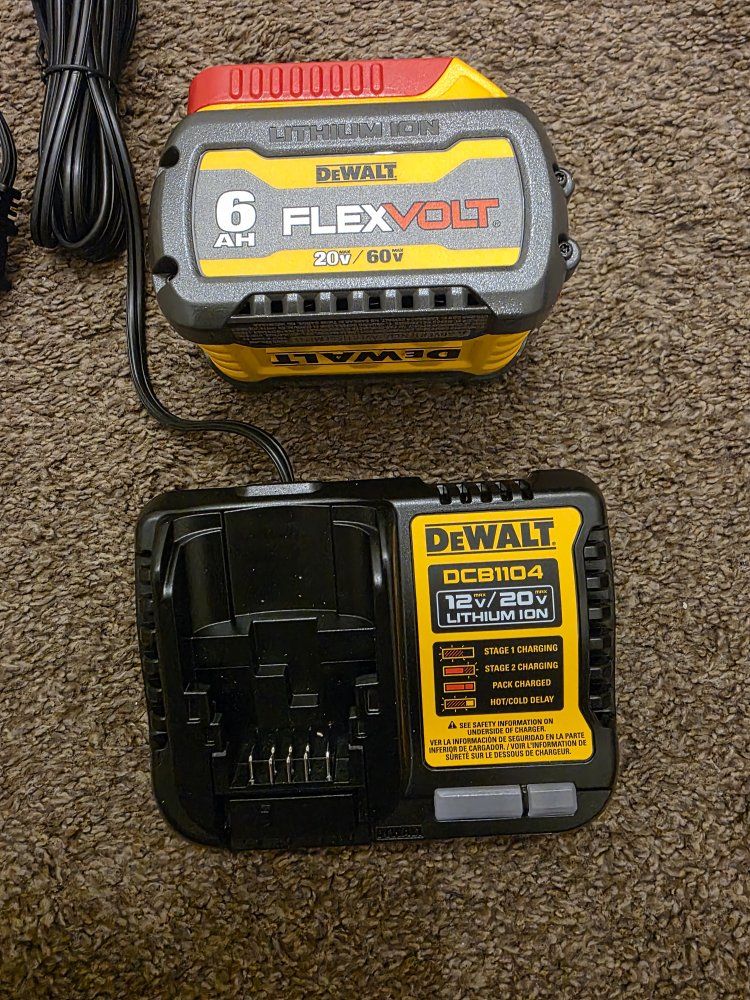 DeWalt FLEXVOLT DCB606 20V/60V MAX 6Ah Lithium Ion Battery & DCB1104 Charger