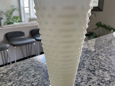 Vintage Anchor Hocking Milk Glass Hobnob Vase 9.5