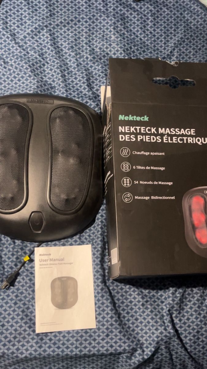 Nekteck Foot Massager with Heat, Shiatsu Deep Kneading, 6 Massage Heads, 54 Nodes, Bidirectional