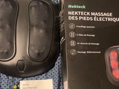 Nekteck Foot Massager with Heat, Shiatsu Deep Kneading, 6 Massage Heads, 54 Nodes, Bidirectional