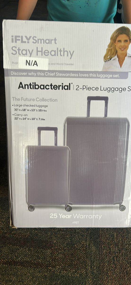 iFLY Smart Stay Healthy Antibacterial 2-Piece Luggage Set - Carry-on & Large Checked Suitcases