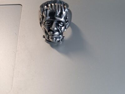 REDUCED. Frankenstein ring, heavy, stainless steel.