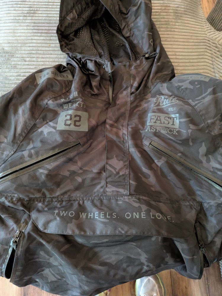Ride Rich "Two Wheels, One Love" Nylon Camo Anorak Jacket - Men's Medium