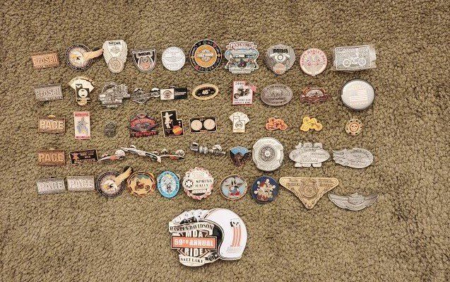 51 Harley Davidson Motorcycle Ride Pins Belt Buckle Lot