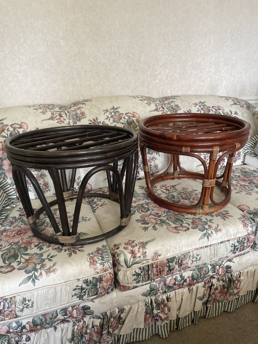 2 Rattan Footstools or plant stand
