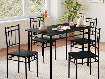 Vipbear 5-Piece Kitchen Table Set, Black