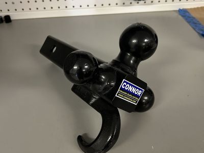 Connor Tri-Ball Trailer Hitch Mount with Tow Hook Black