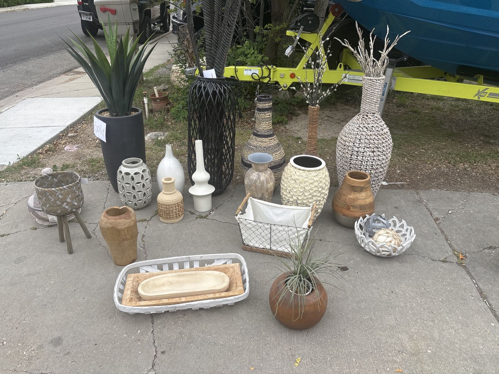 Assorted Home Decor Vases, Planters & Baskets - Various Materials & Styles
