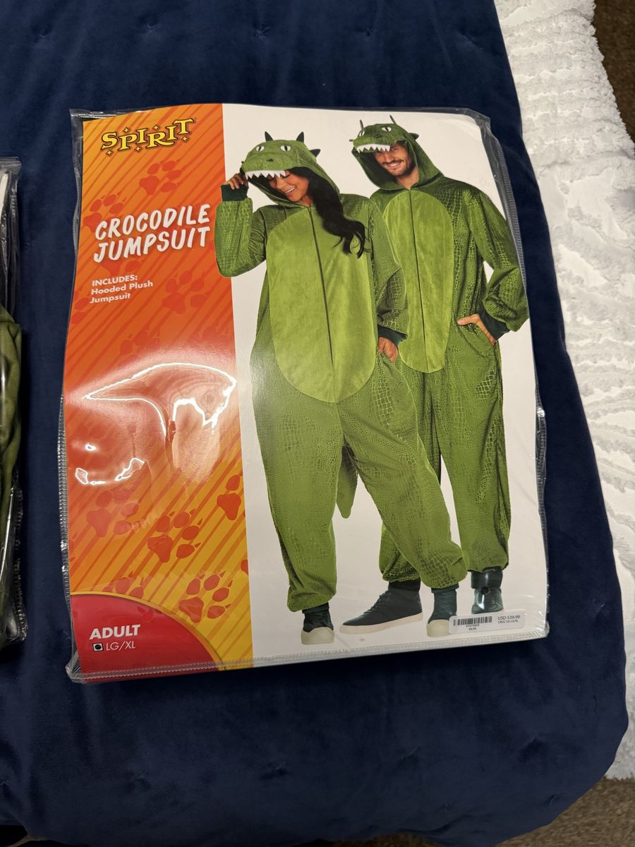 Spirit Halloween Crocodile Jumpsuit Adult LG/XL Plush Costume - New