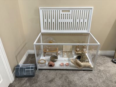 Large White Hamster Cage & Starter Kit - Spacious Acrylic Enclosure with Accessories