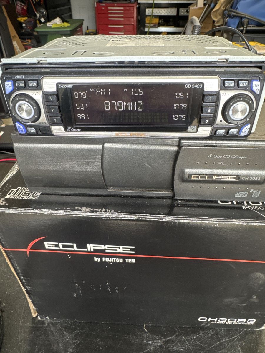 Eclipse by Fujitsu Ten CD5423 Vintage Single Din Car Stereo with CH3083 8 Disc CD Changer