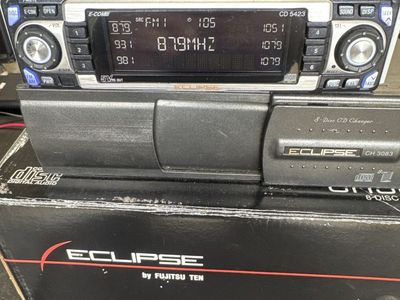 Eclipse by Fujitsu Ten CD5423 Vintage Single Din Car Stereo with CH3083 8 Disc CD Changer
