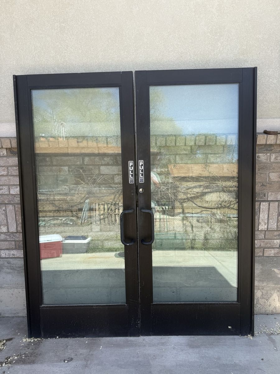 Commercial storefront glass doors