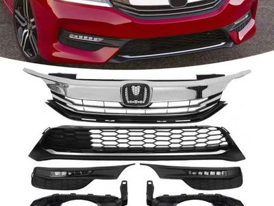 2016-2017 Honda Accord Sedan Front Bumper Grille LED Fog Light Bracket Set Bundle (missing right fog light)