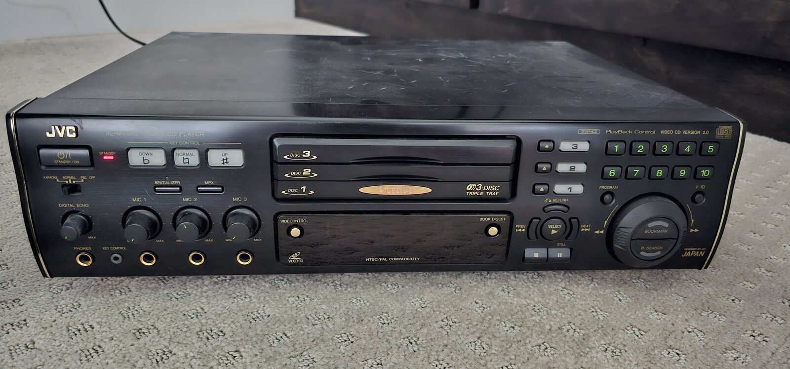 JVC XL-MV303BK 3 Tray Karaoke Video/CD Player Working Condition No Remote