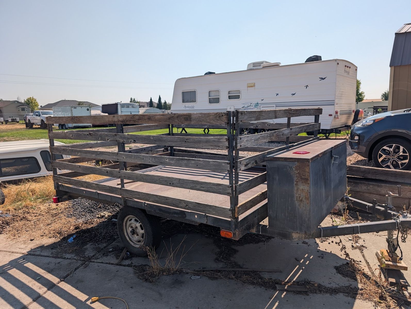 7' x 8.5' Heavy Duty Utility Trailer with Metal Deck & Toolbox