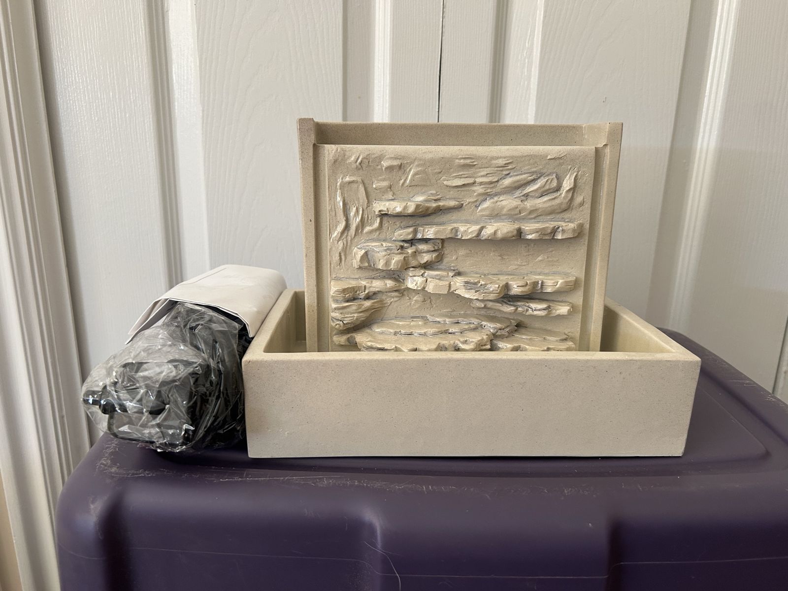 Indoor Tabletop Water Fountain - Beige, Rock Design