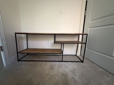 Wood & Black Metal Console Table / Entryway Table/Shelf