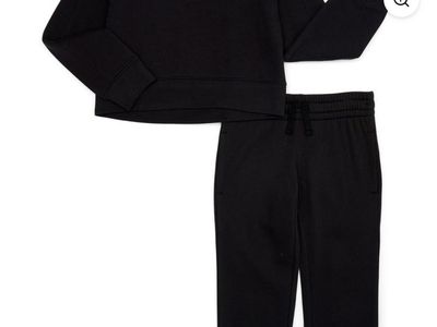 Athletic Works Girls' Black Cropped Sweatshirt & Jogger Set - XXL (18) - New (Two Sets)