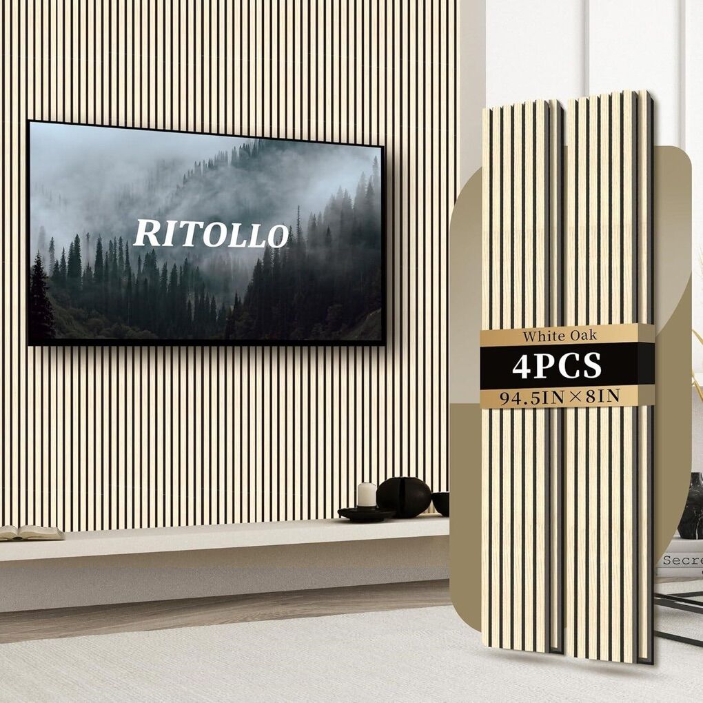RITOLLO 4-Piece Wood Slat Panels for Wall