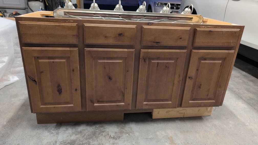 Rustic Knotty Alder Wood Bathroom Vanity Cabinet Base