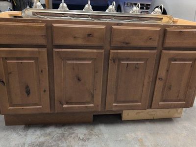 Rustic Knotty Alder Wood Bathroom Vanity Cabinet Base