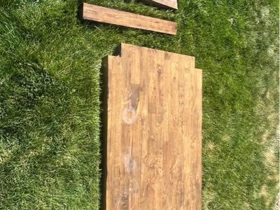 Solid Wood Dining Table, Warm Brown Finish - 58.25" L x 35.25" W