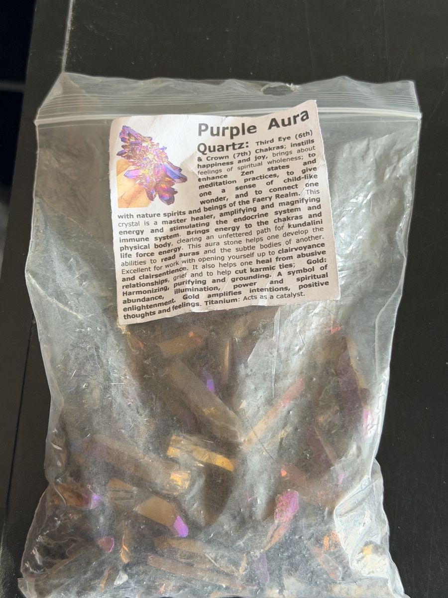 Purple Aura Quartz Crystal Healing Stones for Third Eye & Crown Chakras, Spiritual Wholeness & Joy