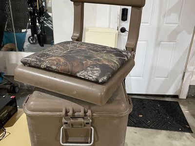 2 Swivel Hunting Seats – One with Built-in Cooler