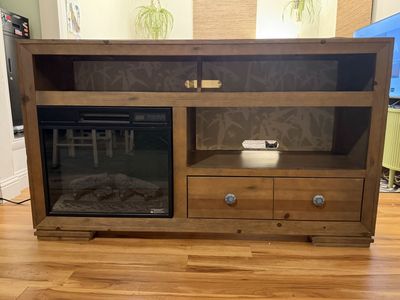 60" Wood TV Console with Fireplace