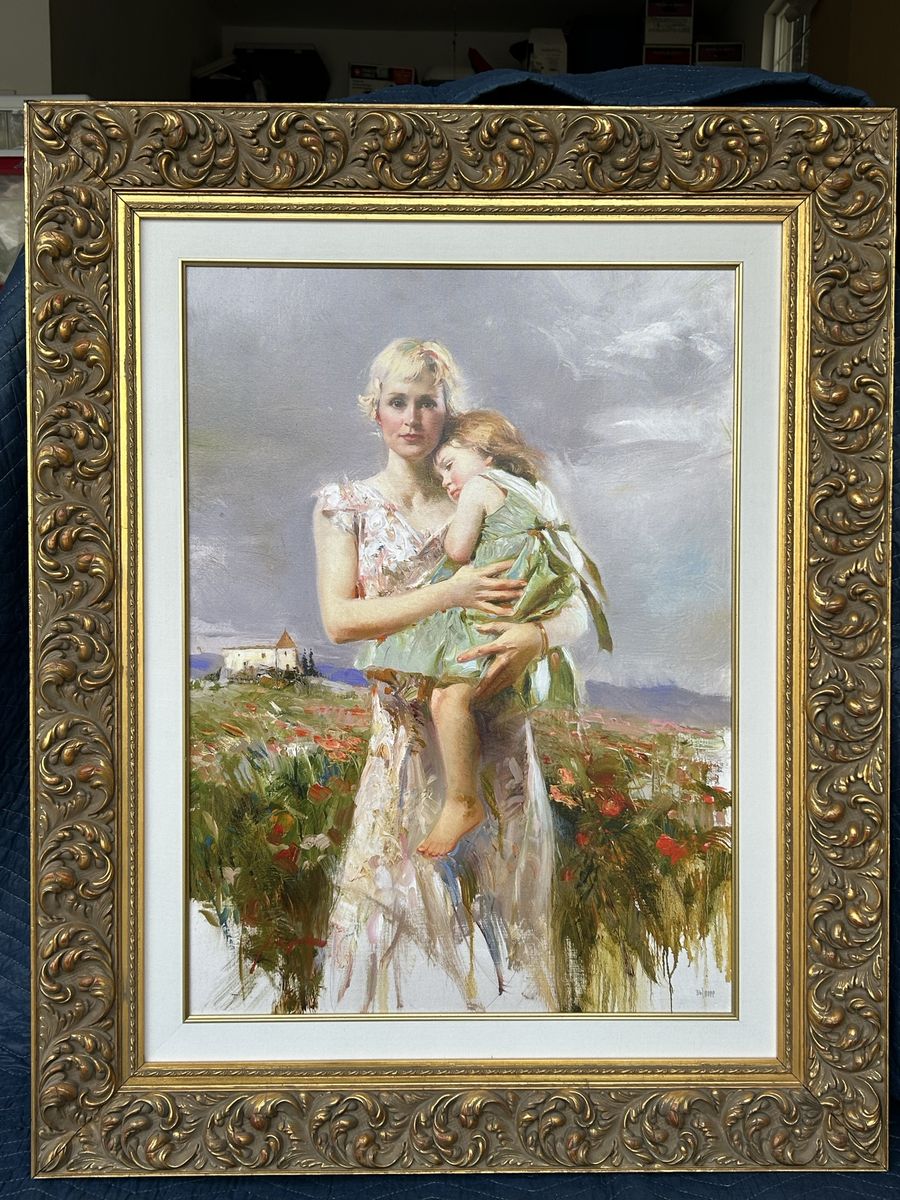 Pino Signed & Numbered Print “Angel from Above” with Ornate Gold Frame