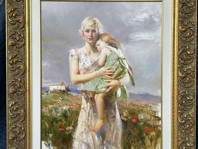 Pino Signed & Numbered Print “Angel from Above” with Ornate Gold Frame