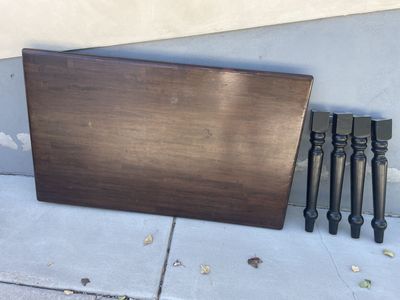 Wooden Dining Table with Detachable Turned Black Legs