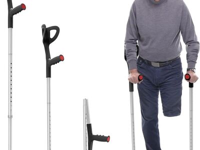 NEW Ergonomic Forearm Crutches for Adults Adjustable Folding Arm Crutch Pair, Lightweight Non-Slip Tips(Supports 300 lbs, Black)