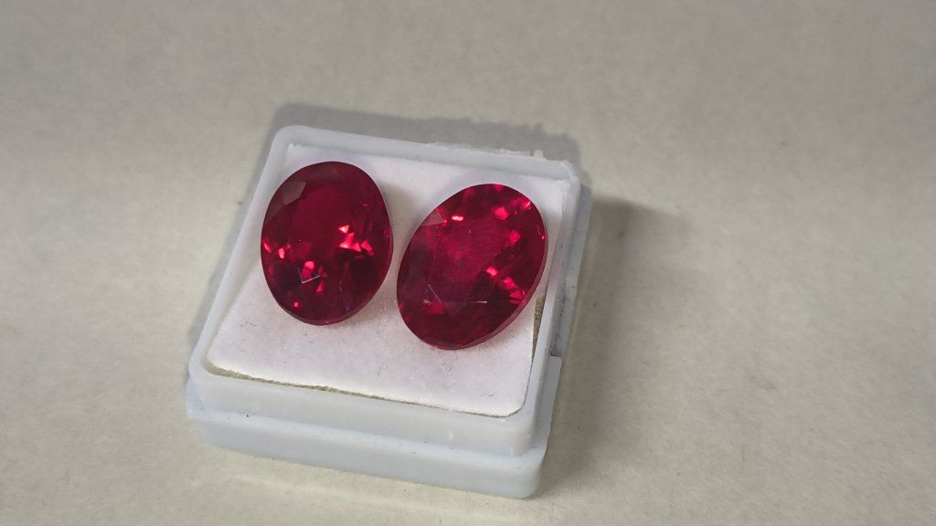Pair of Faceted Oval Cut Red Rubies - Loose Gemstones