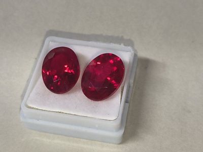 Pair of Faceted Oval Cut Red Rubies - Loose Gemstones
