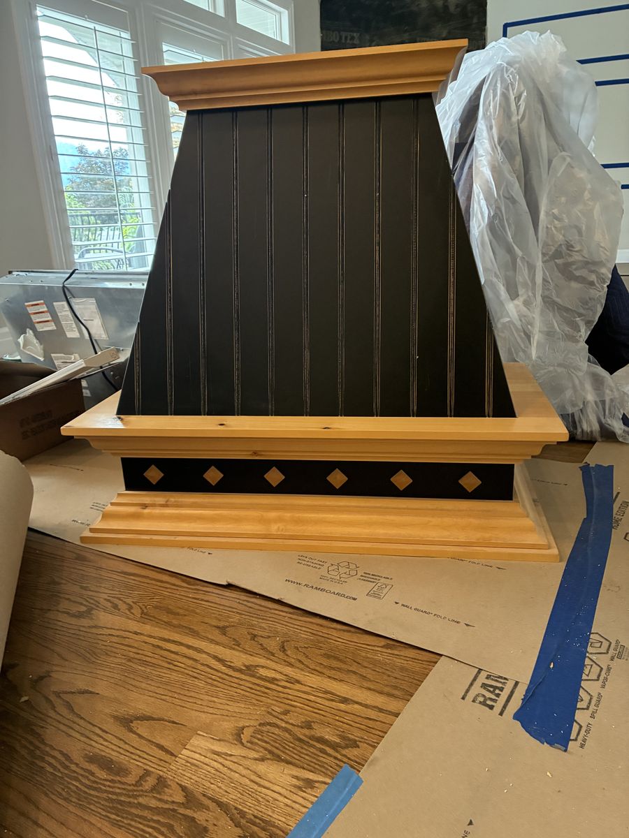 Custom wood range hood cover