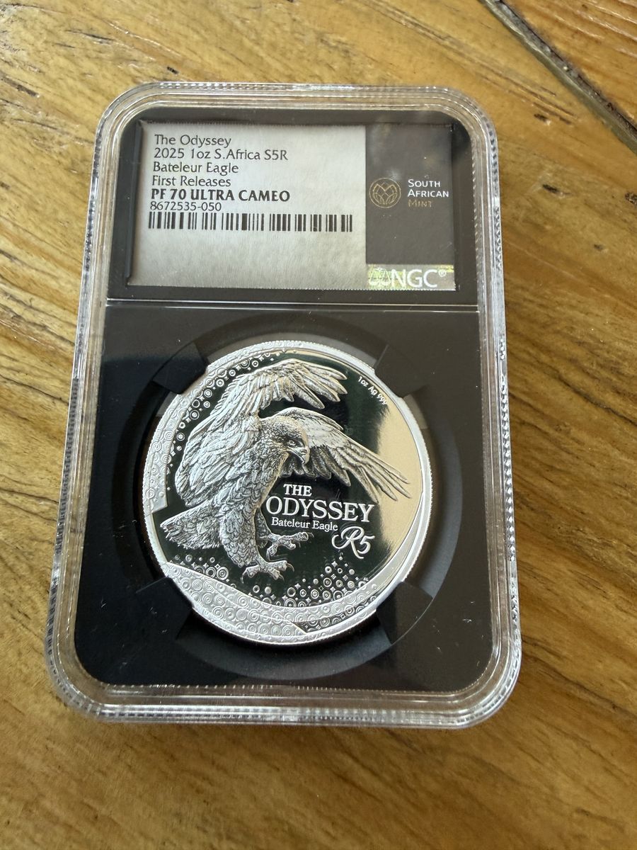 2025 1 oz Silver South Africa Odyssey Bateleur Eagle PF 70 ULTRA CAMEO S5R FR
