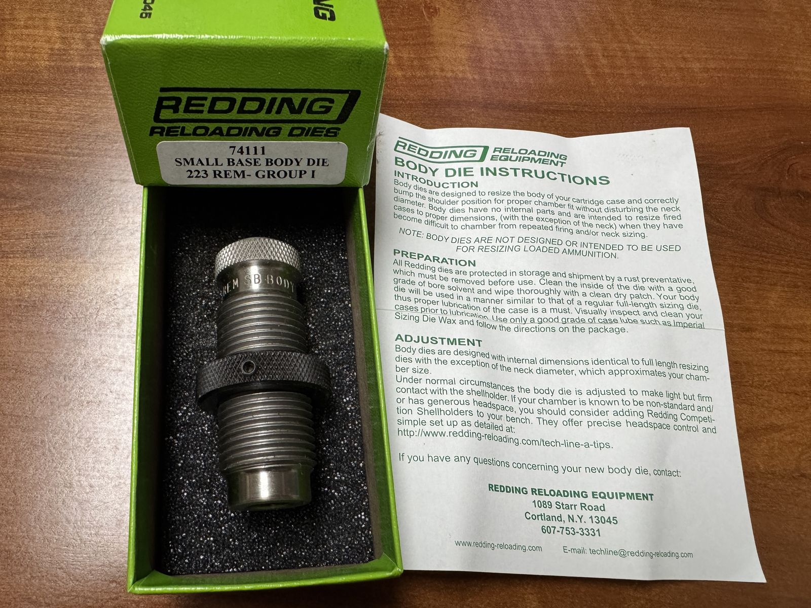 REDDING 74111 SMALL BASE BODY SIZING DIE - 223 REM