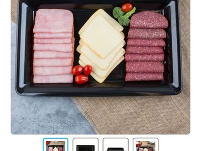 Fineline 18”x12” Rectangular Tray RC473.BK Platter Polystyrene Case Of 20 Black
