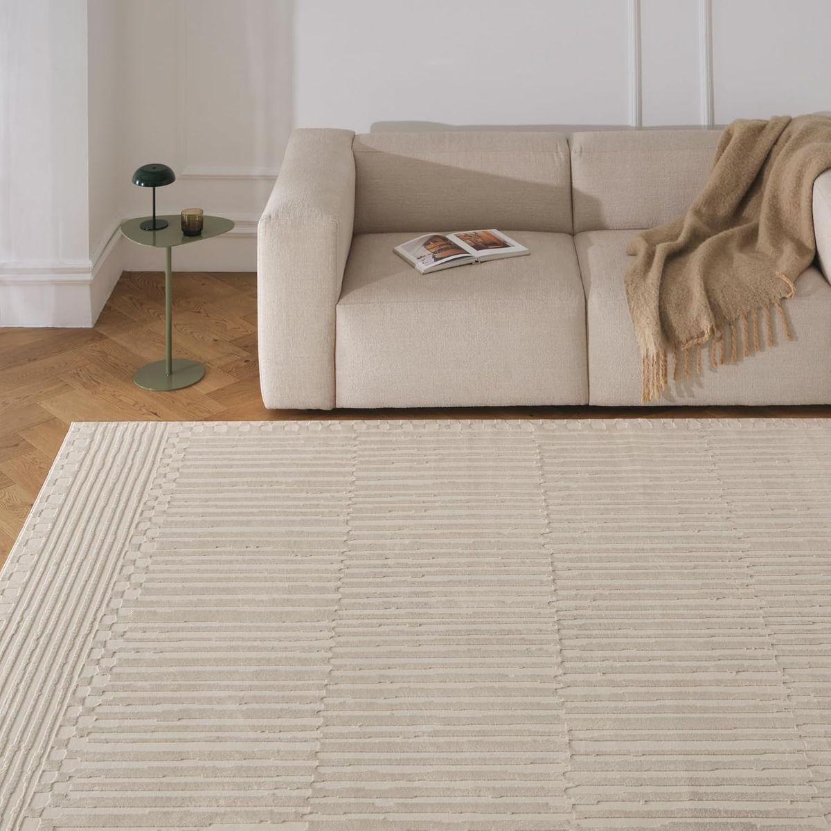 8'x10' Area Rug Revival Rugs Solo Washable, 100% Recycled, Oeko-TEX Certified, Medium Pile, Cream
