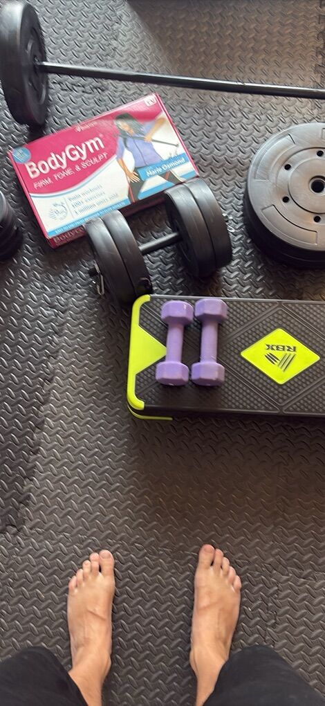 Barbell, Plates, And Bench Press