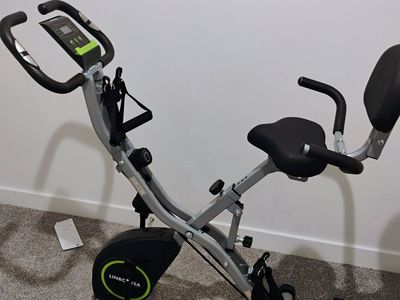 LINBC J5A Folding Exercise Bike with Resistance Bands - Compact Stationary Bike