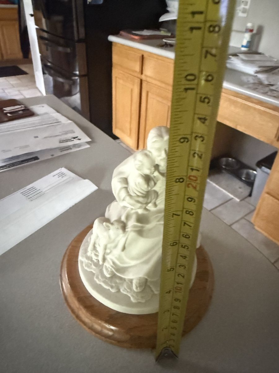 Chist With Children ceramimic on Oak Wood  With bo