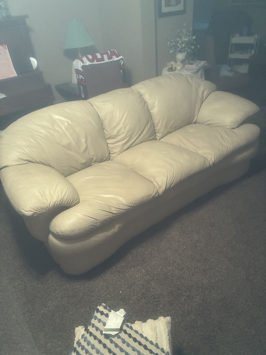 Cream/Beige 3-Seater Sofa - Gently Used, Comfortable Living Room Couch