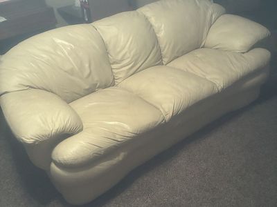 Cream/Beige 3-Seater Sofa - Gently Used, Comfortable Living Room Couch