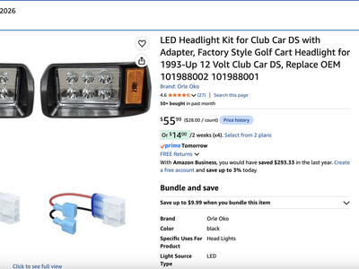 LED Headlight Kit for Club Car DS (1993-Up) - Factory Style Golf Cart Headlights with Adapter