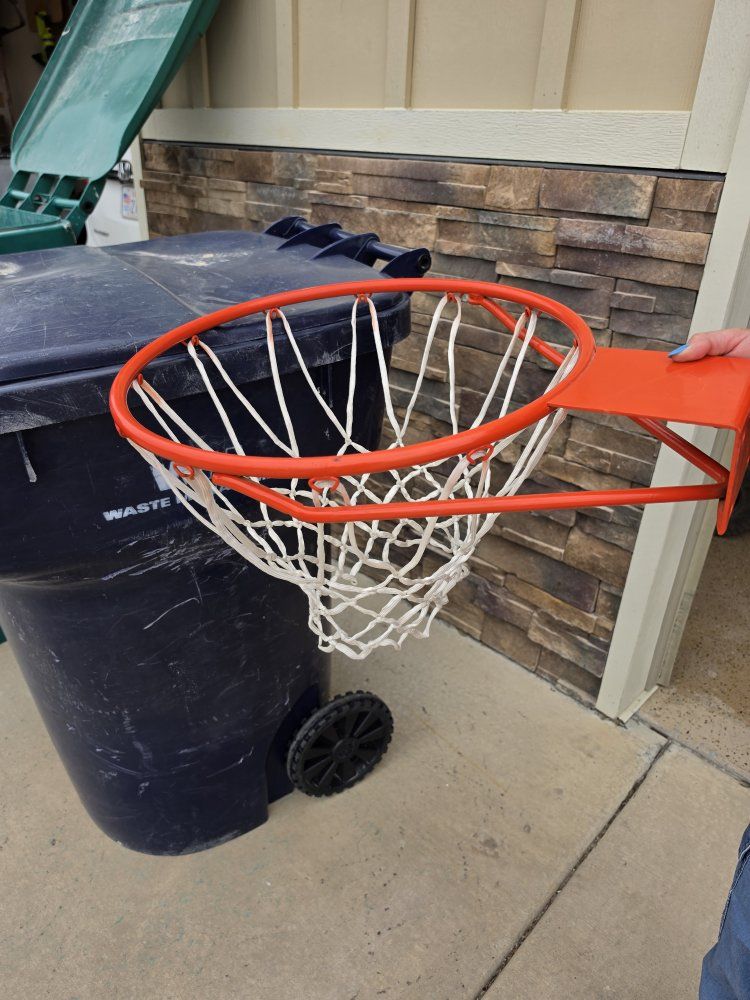 Heavy Duty Basketball Hoop Rim & Net - Standard Size, Used Condition